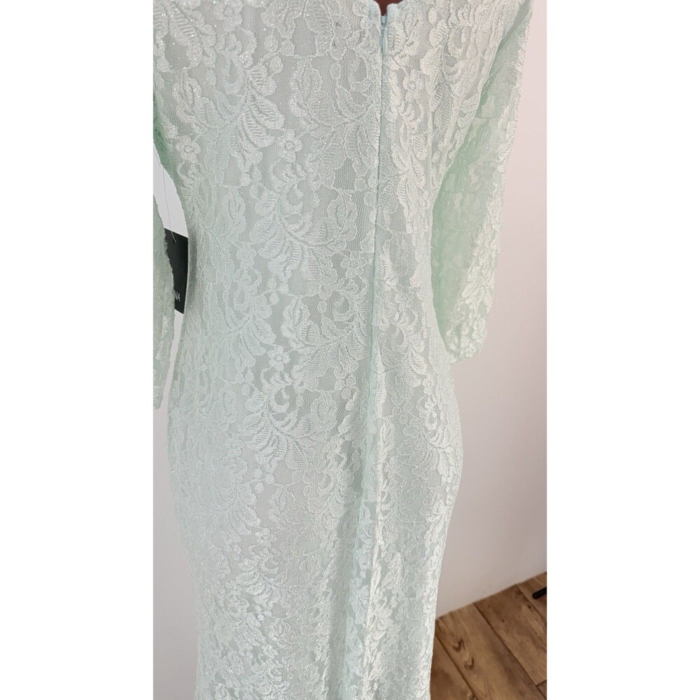 NWT Marina Women's Size 10 Mint Aqua Lace Sleeveless A-Line Maxi Dress Gown Prom - Picture 13 of 16